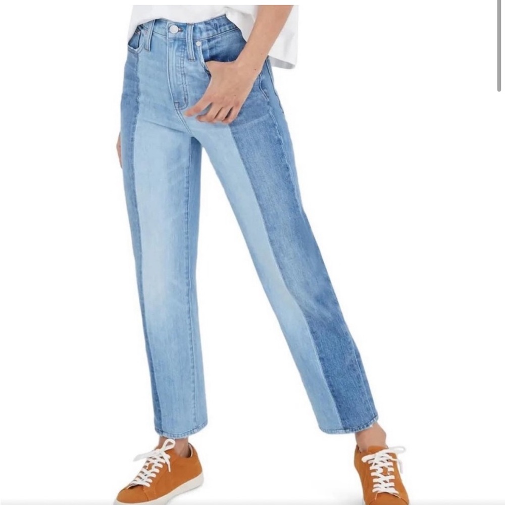 Madewell two tone high rise classic straight jean - 24